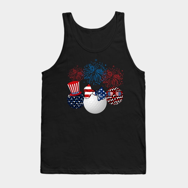 Golf American Flag Fireworks Tank Top by Flavie Kertzmann